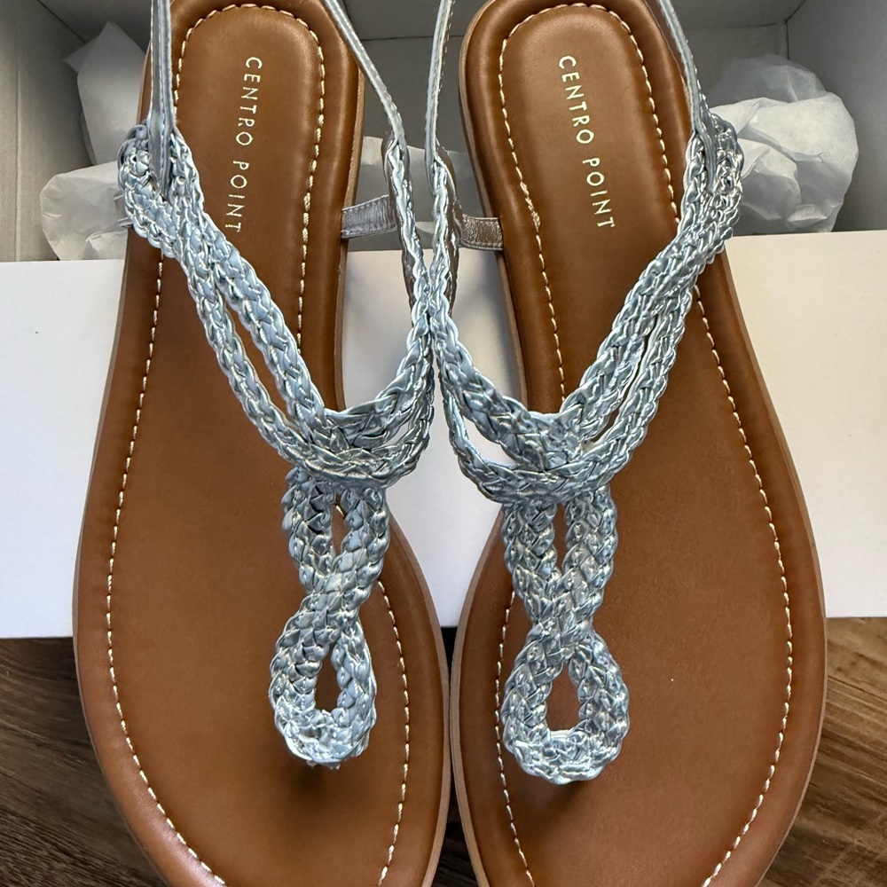 Silver Braided Sandals